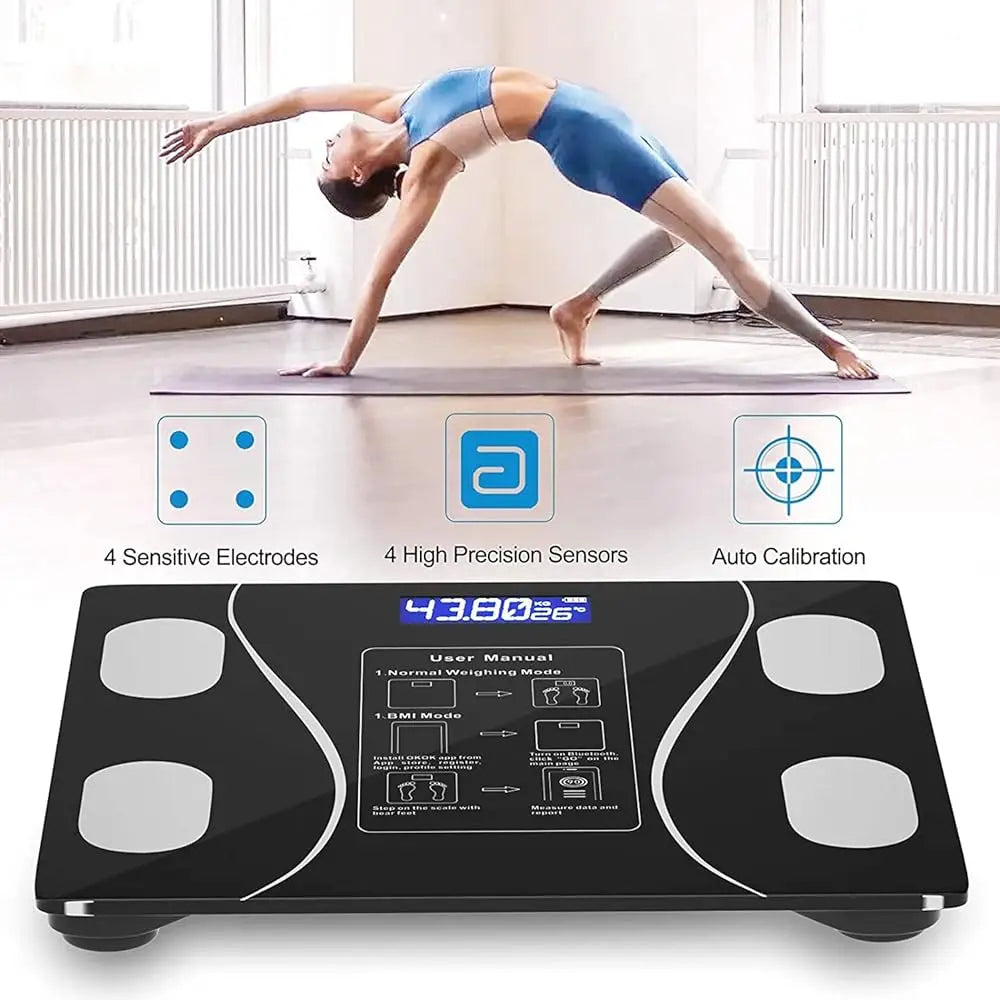 Don Feliz Smart Body Scale with App, Multifunctional Bathroom Scale with Measurement, Lcd Screen, Bluetooth, Includes Pi