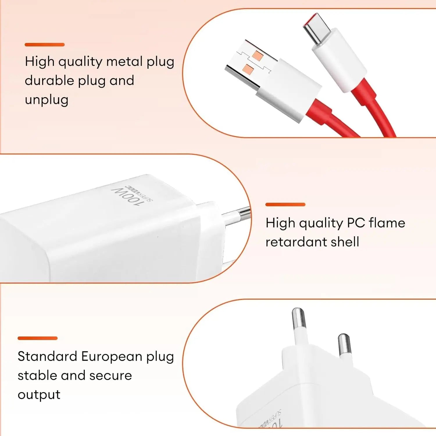 Cargador GaN 100W PD con Cable USB-C