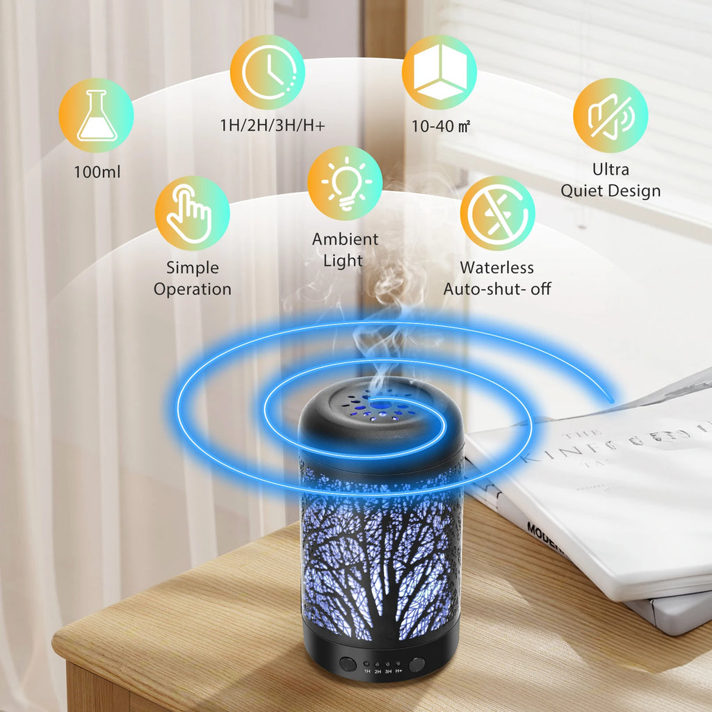 AIGOSTAR Ultrasonic Humidifier and Diffuser, Essential Oils Diffuser, Ultrasonic Nebulizer with 7 Colors and 3 Timers. 100ML.