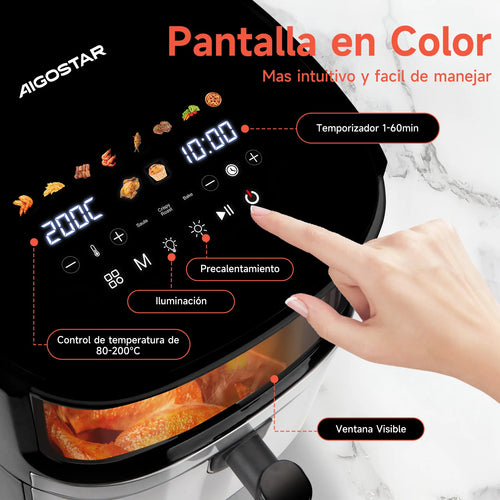 AIGOSTAR Freidora de Aire 8L con Ventana
