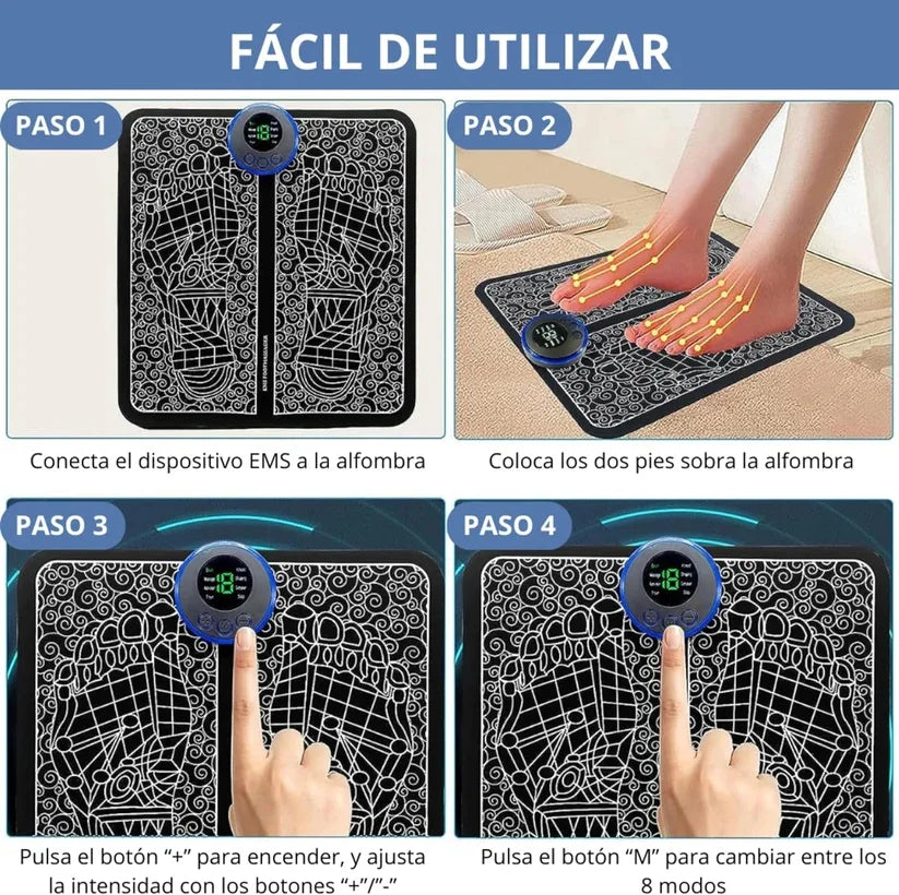 Electric foot massager |   Relaxes and improves circulation in the feet |   Ems technology: electrical muscle stimulation |   8 different techniques with various intensity levels |   Revolutionline brand