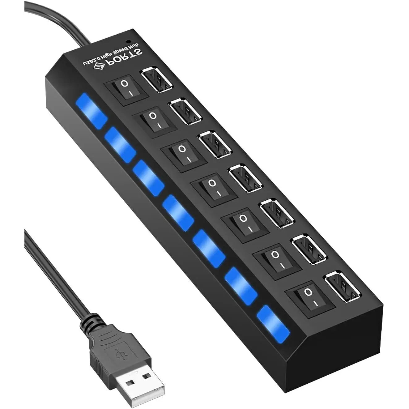 Hub USB 7 Puertos con Interruptores LED