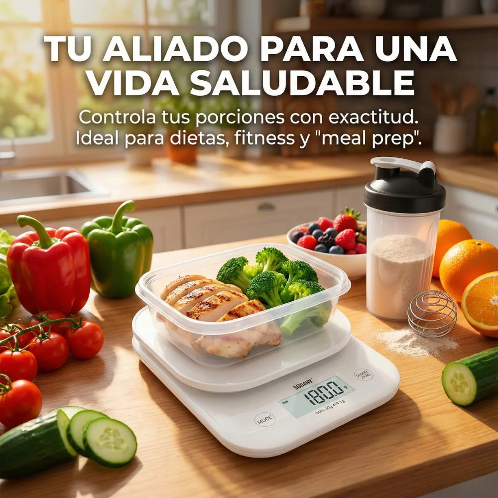 SODANY Digital Kitchen Scale 3kg/0.1g with LCD Display, Smart Tare Function, High Precision, Compact Design, White, Perfect for Measuring Ingredients