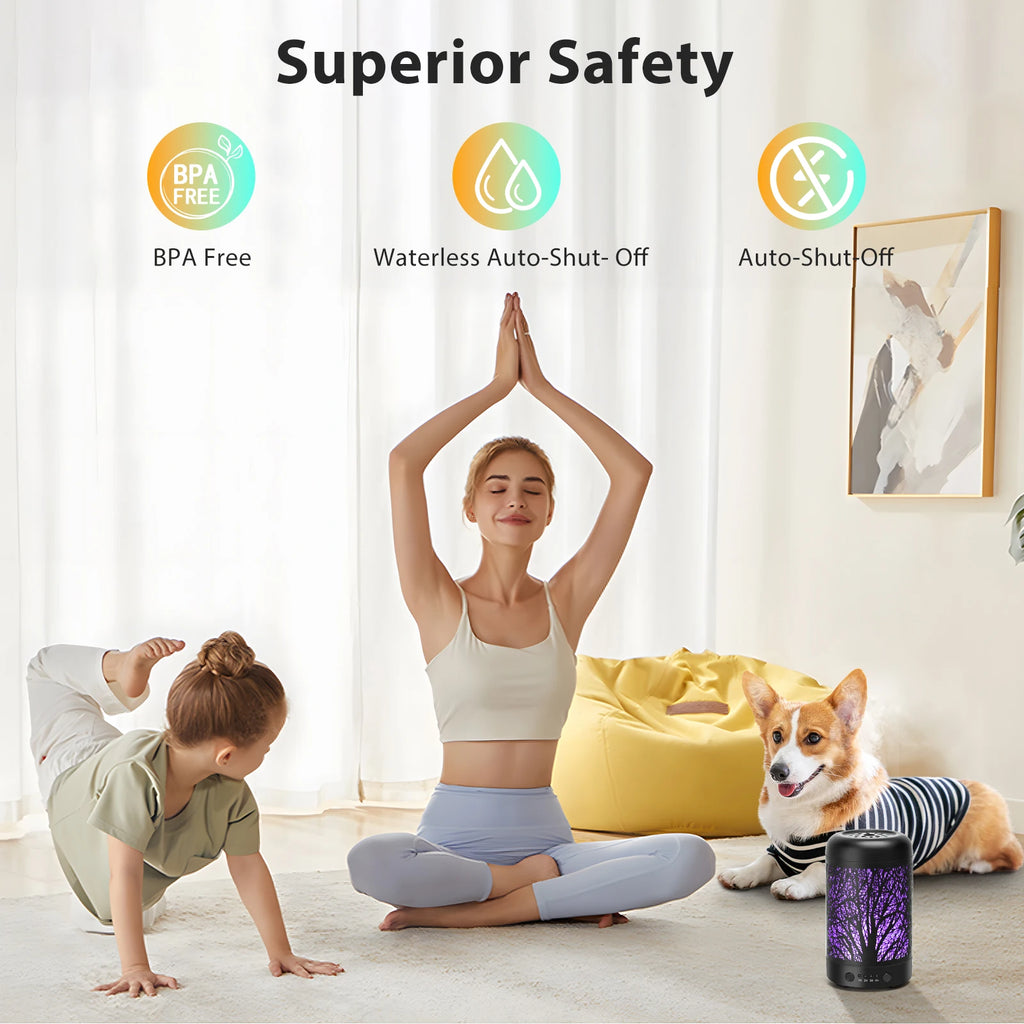 AIGOSTAR Ultrasonic Humidifier and Diffuser, Essential Oils Diffuser, Ultrasonic Nebulizer with 7 Colors and 3 Timers. 100ML.