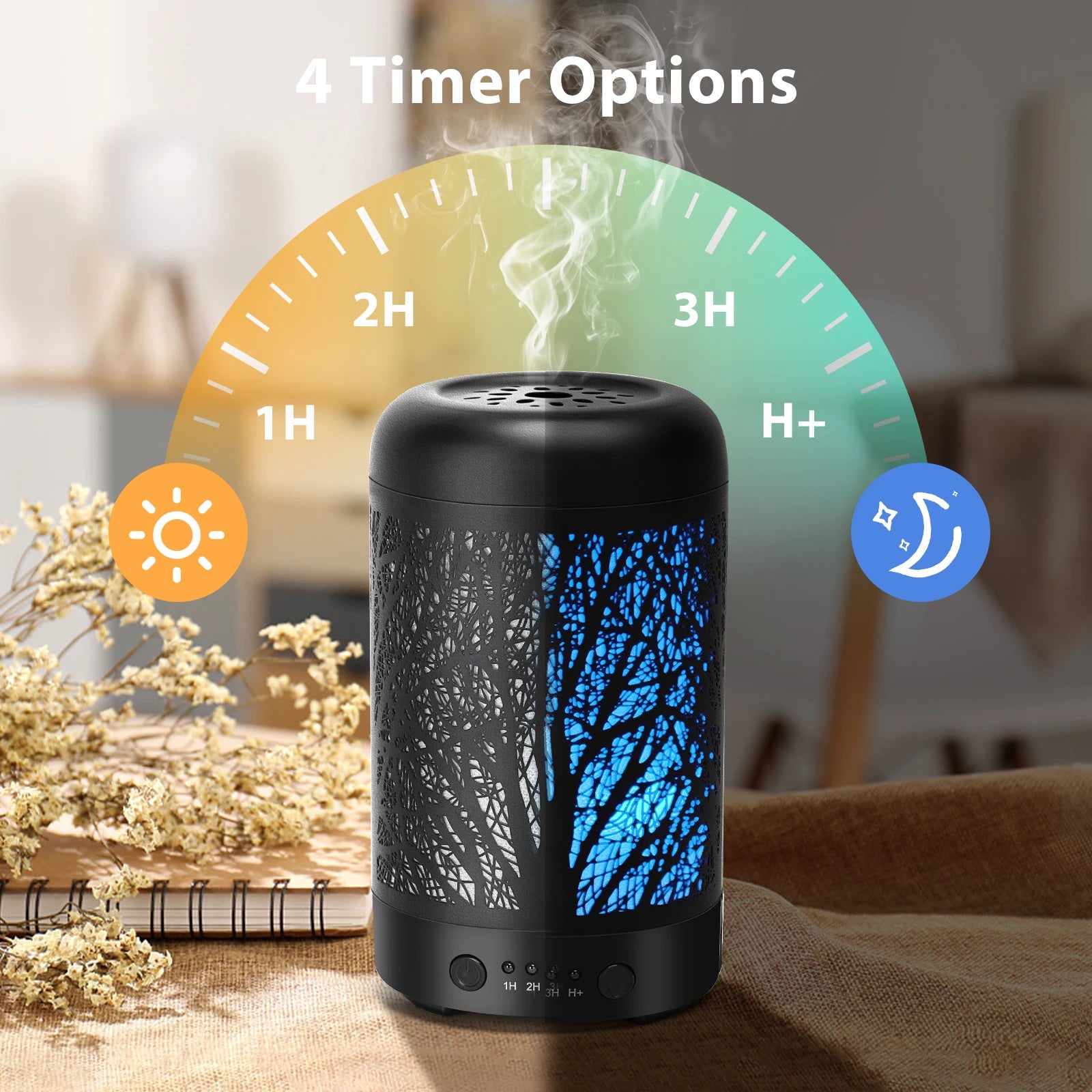 AIGOSTAR Ultrasonic Humidifier and Diffuser, Essential Oils Diffuser, Ultrasonic Nebulizer with 7 Colors and 3 Timers. 100ML.