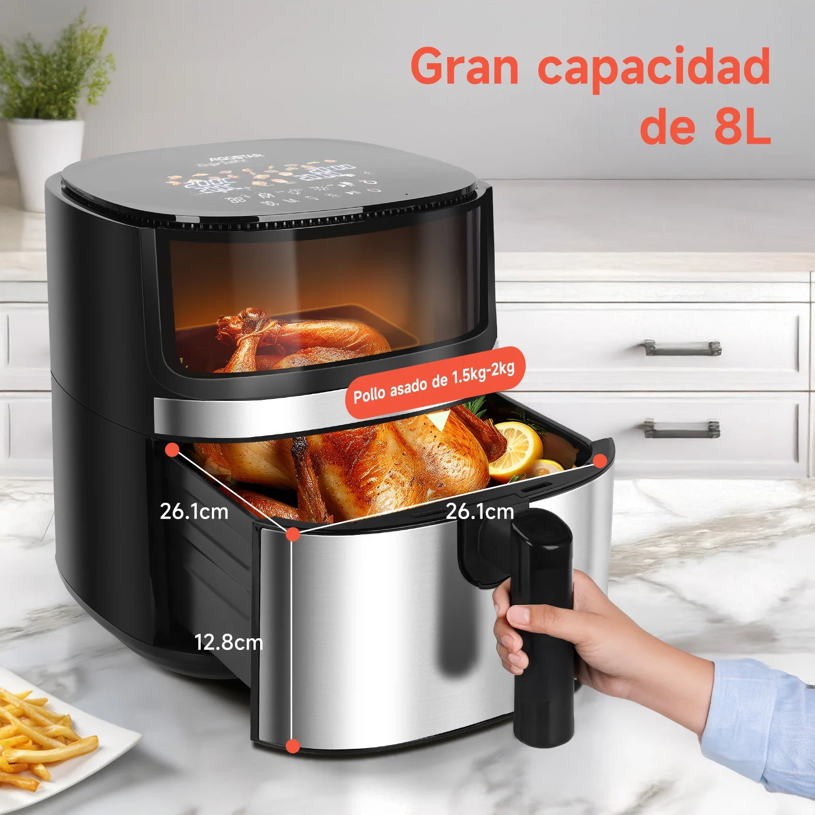 AIGOSTAR Freidora de Aire 8L con Ventana