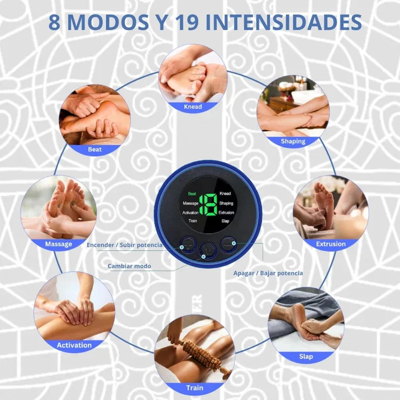 Electric foot massager |   Relaxes and improves circulation in the feet |   Ems technology: electrical muscle stimulation |   8 different techniques with various intensity levels |   Revolutionline brand