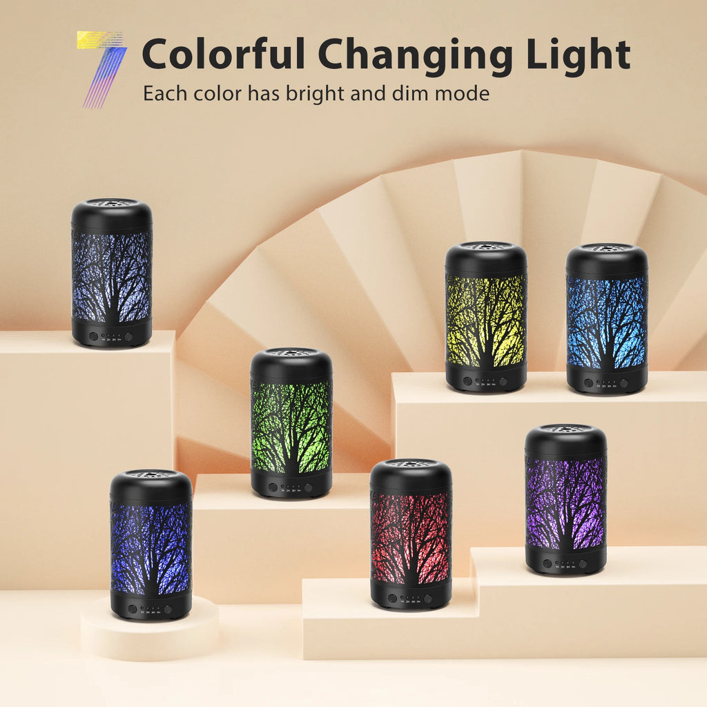 AIGOSTAR Ultrasonic Humidifier and Diffuser, Essential Oils Diffuser, Ultrasonic Nebulizer with 7 Colors and 3 Timers. 100ML.