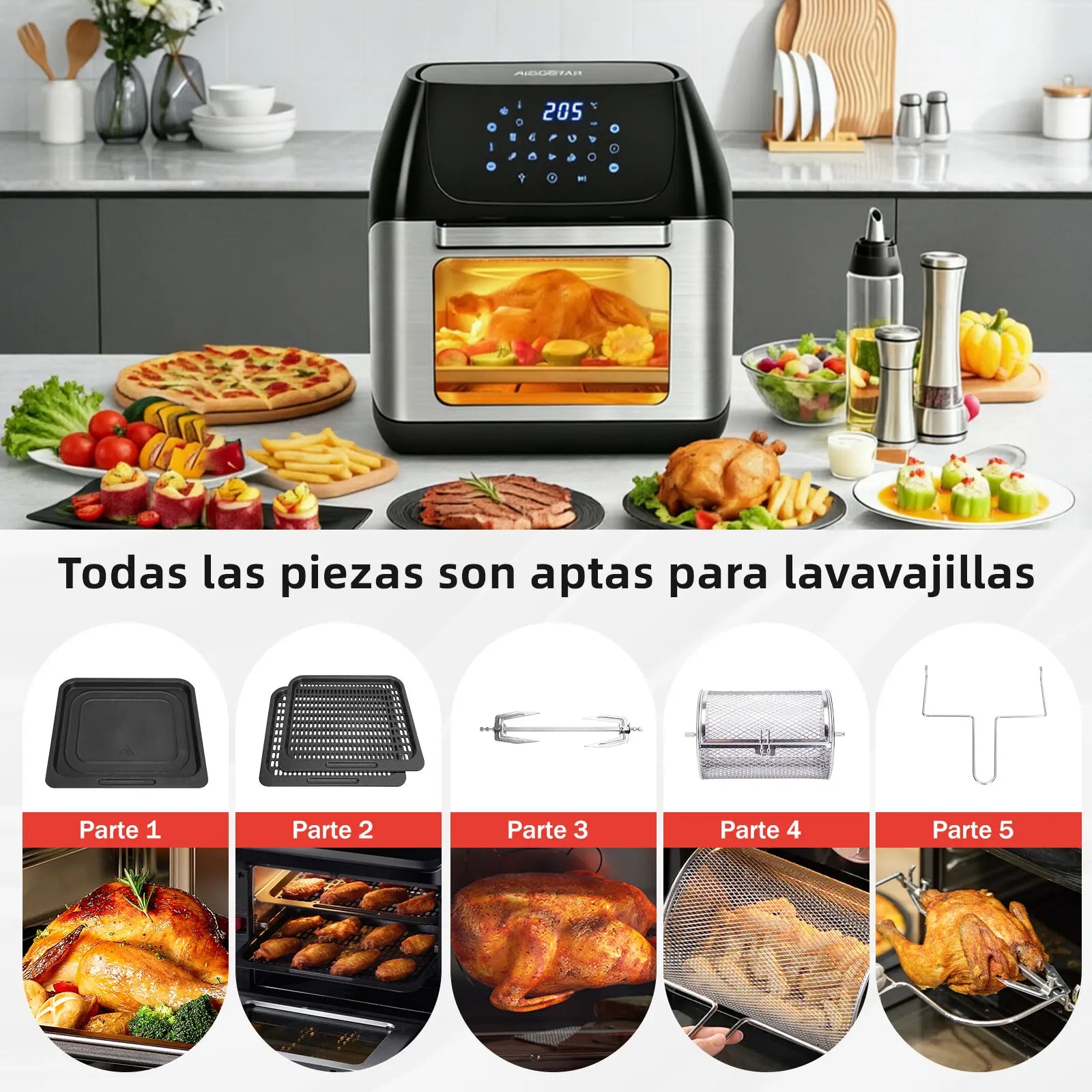 Aigostar Horno Freidora de Aire 12L Giratorio