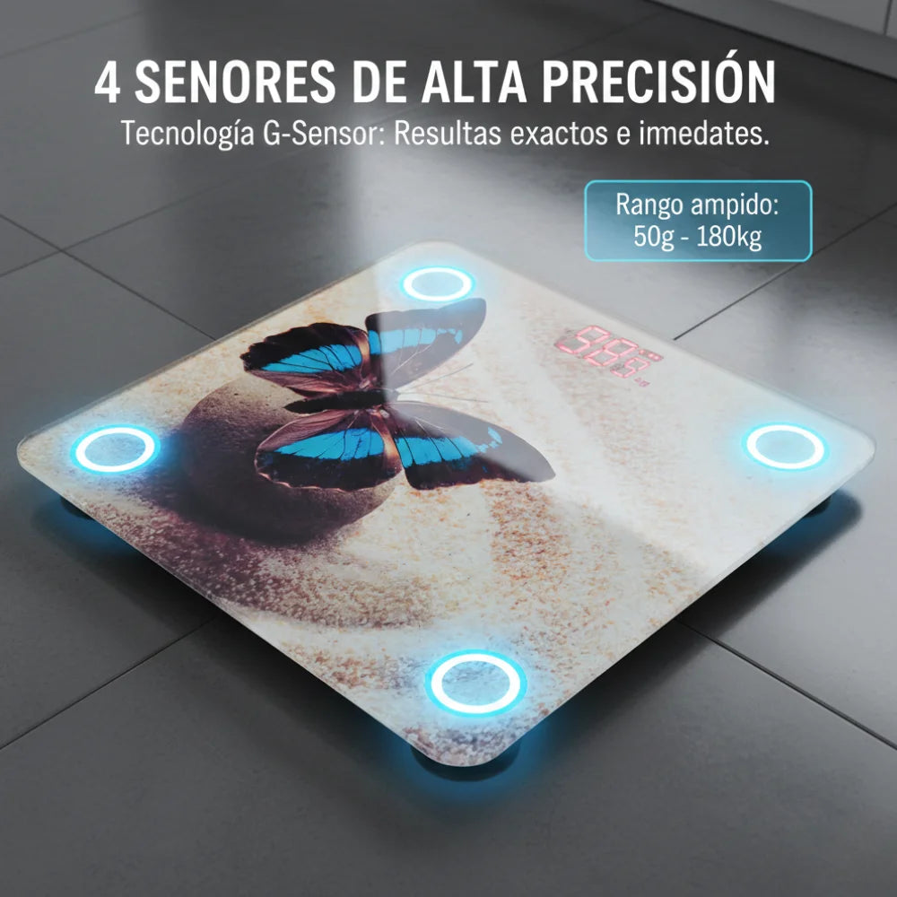 Transform your wellness routine with the SODANY Digital Body Fat Scale, a smart bathroom scale with Bluetooth connectivity for detailed health analysis, featuring a tempered glass design, high precision up to 180kg, and autom