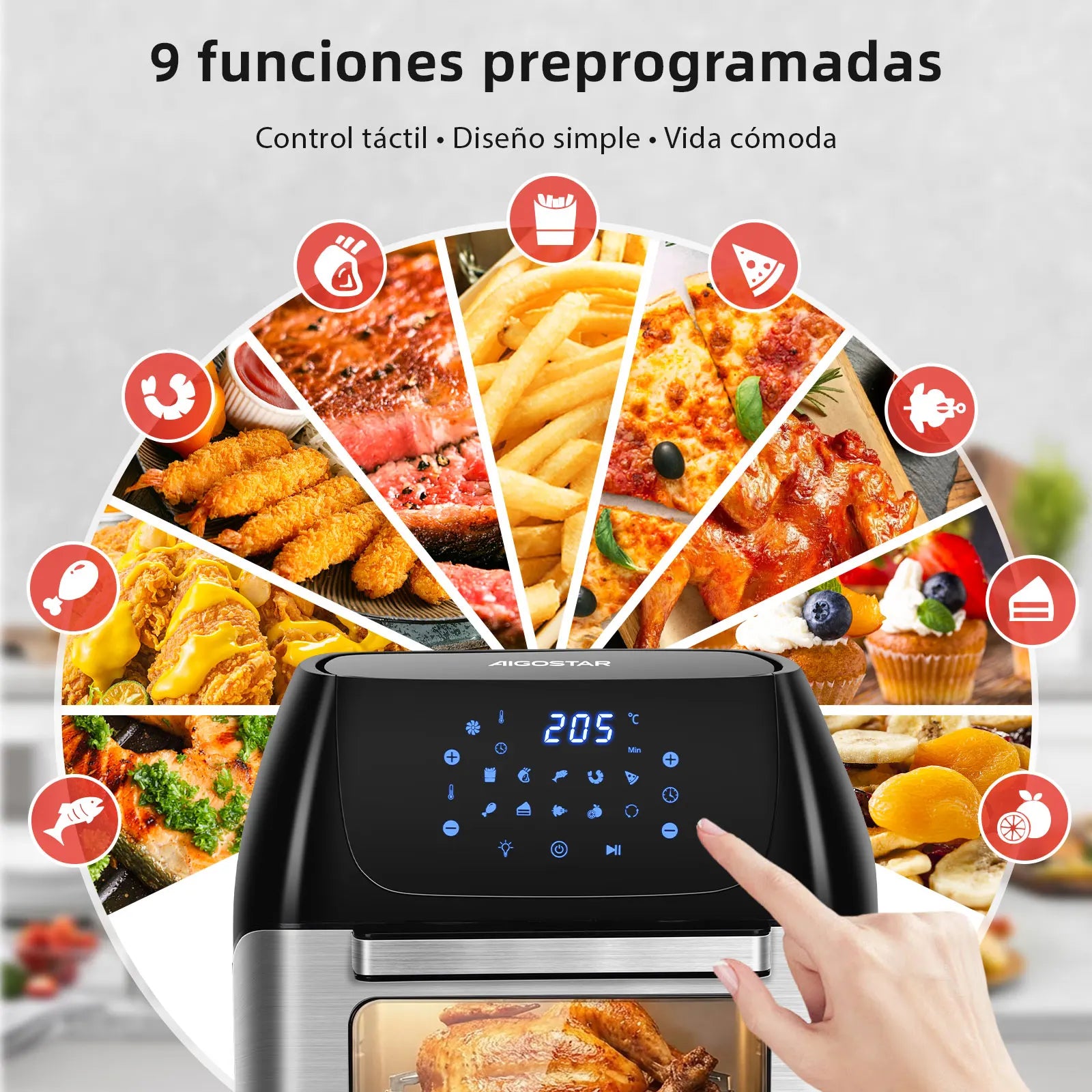 Aigostar Horno Freidora de Aire 12L Giratorio