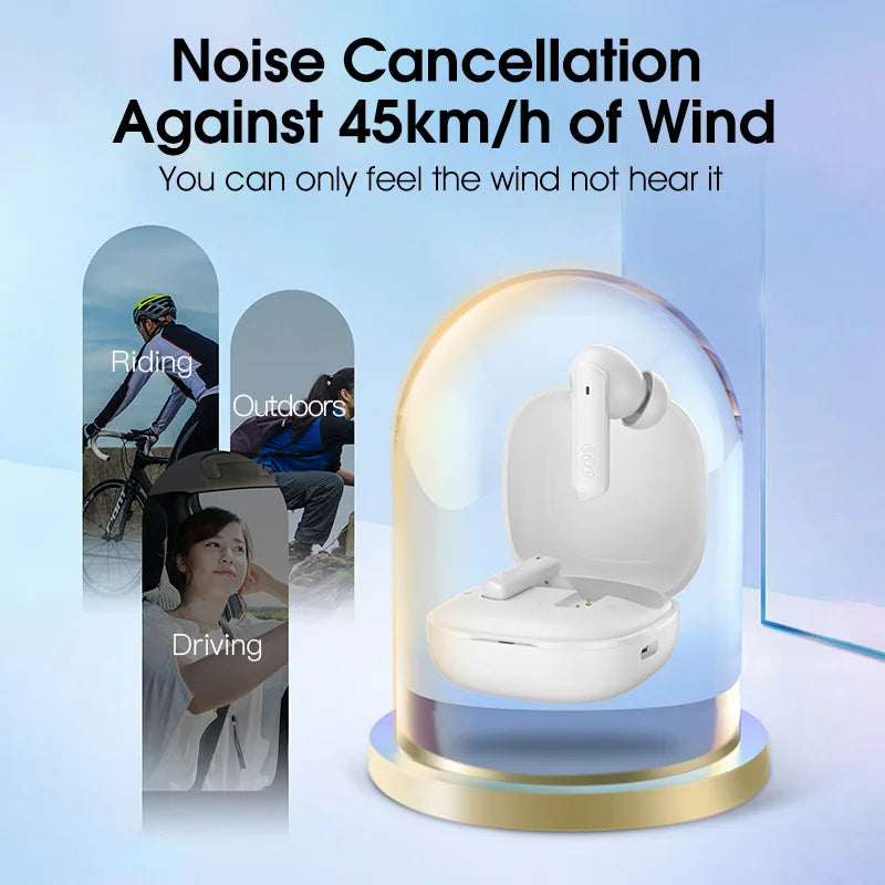 QCY HT05 ANC Wireless Earphone 40dB Noise Cancelling Headphone Bluetooth 5.2 Earbuds 6 Mic ENC HD Call Headset Transparency Mode