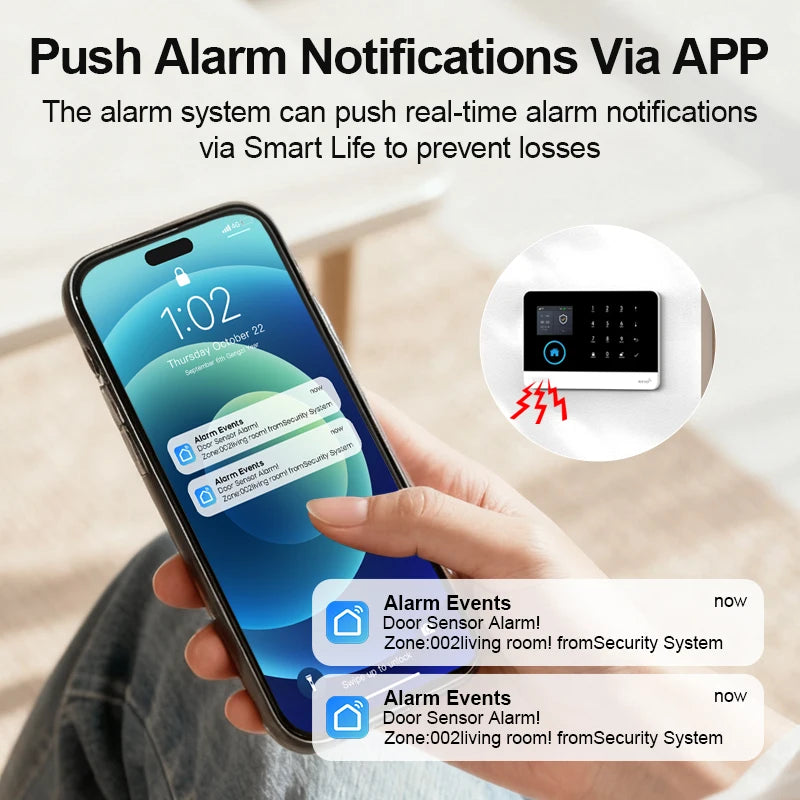 PGST 4G WiFi Smart Wireless Burglar Anti Theft Alarm Security Kit Works with Tuya Works with Smart Life Mobile Phone Remote Arm Disarm Real Time Alarm Push Door Sensor Motion Detector Full Set Smart Home Safety Device Europe
