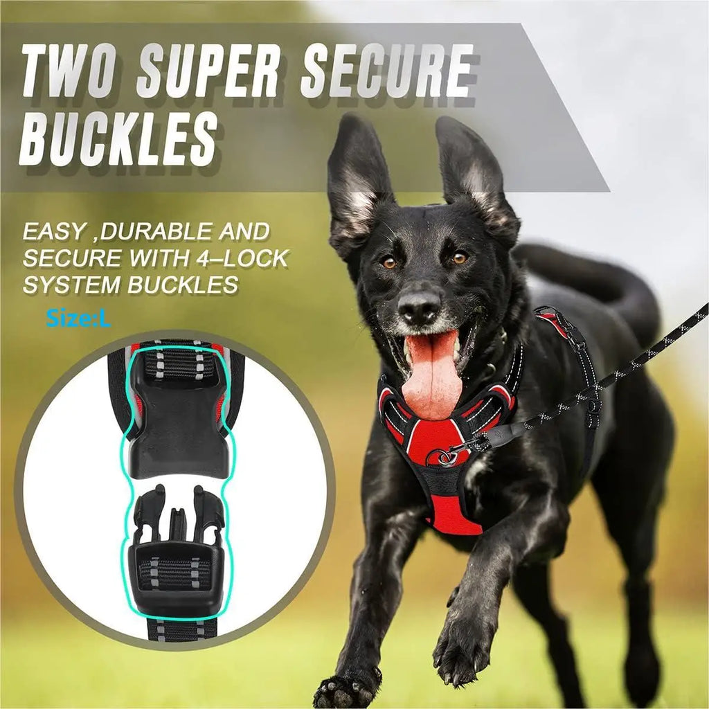 No-Pull Dog Harness – Reflective, with control handle and front clip (sizes S to XL)