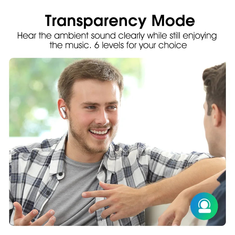 QCY HT05 ANC Wireless Earphone 40dB Noise Cancelling Headphone Bluetooth 5.2 Earbuds 6 Mic ENC HD Call Headset Transparency Mode