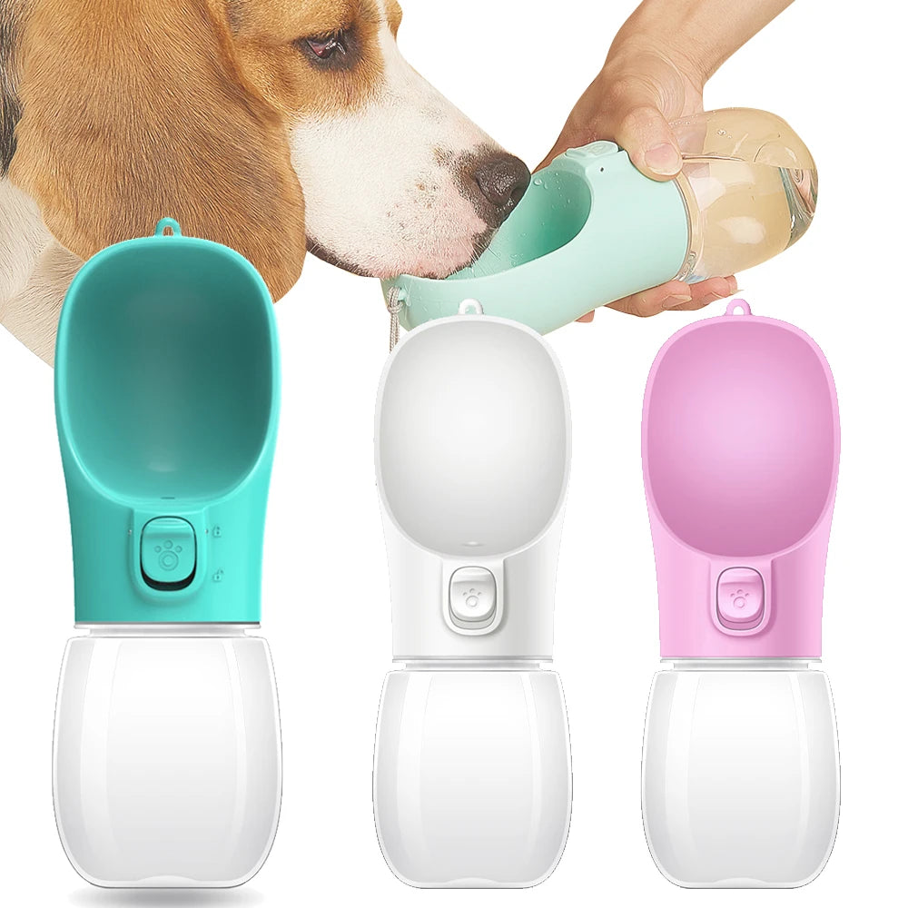 Botella de Agua Portátil para Perros – Bebedero de paseo antigoteo con un solo botón (300/350/550 ml)