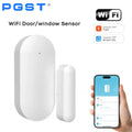 PGST WiFi Smart Door Window Sensor Works with TUYA Smart Life Home Security Alarm System Wireless Magnetic Detector APP Control Burglar Anti-theft Alert Real-time Notification Low Battery Reminder Smart Home Automation Securi