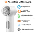 New Xiaomi Mijia Lint Remover 2, 6-leaf Steel Blade Portable Trimmer, 180min Long Battery Life,  Rechargeable Fluff Pellet Removers with Transparent Lint Collector, Powerful Motor