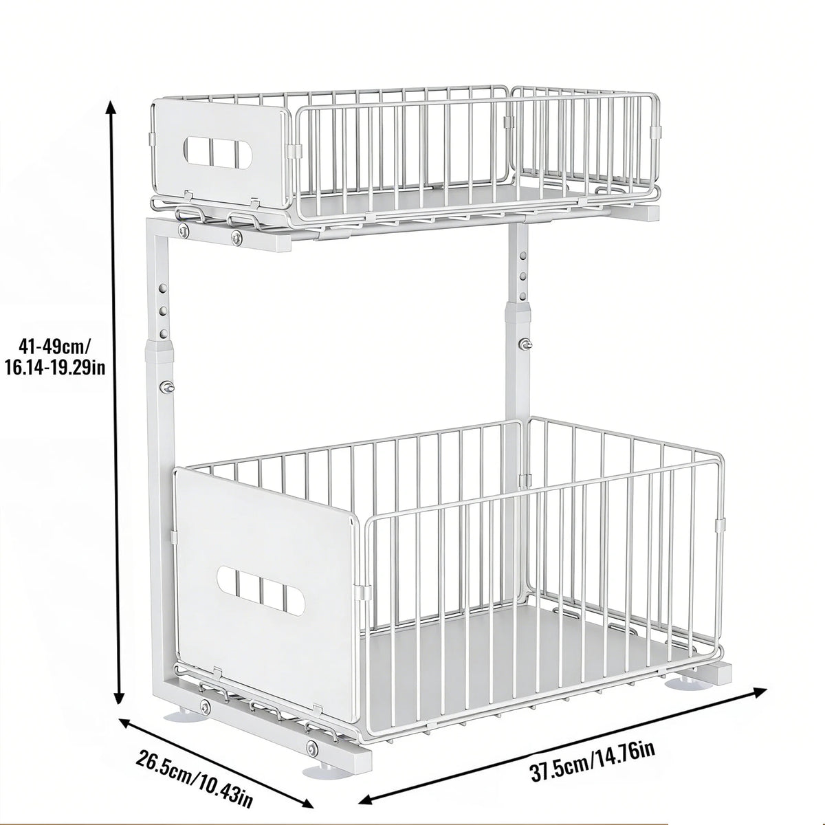 2 Tier Kitchen Under Bathroom Sink Organizers Pull-Out Cabinet Shelf Organizer Storage Rack Sliding Cabinet Basket