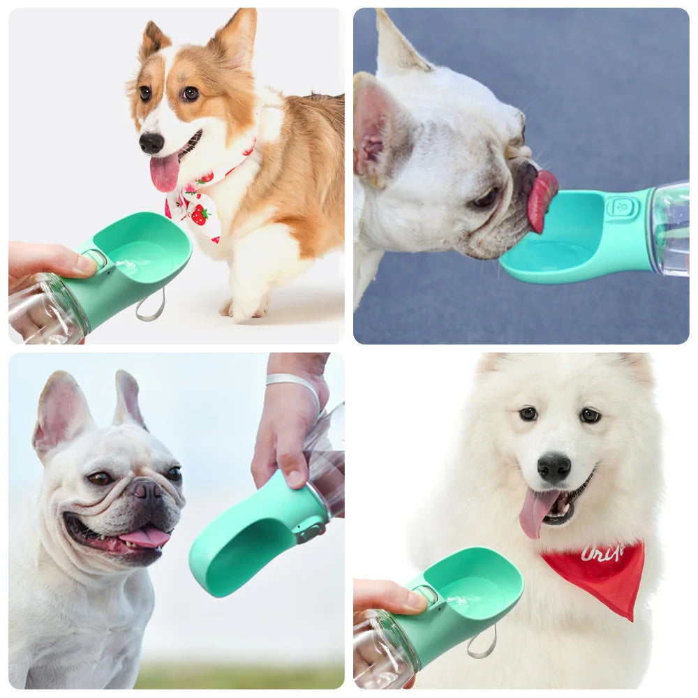Botella de Agua Portátil para Perros – Bebedero de paseo antigoteo con un solo botón (300/350/550 ml)