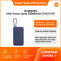 Power Bank Xiaomi 20000mAh 33W con Cable Integrado — Carga Rápida