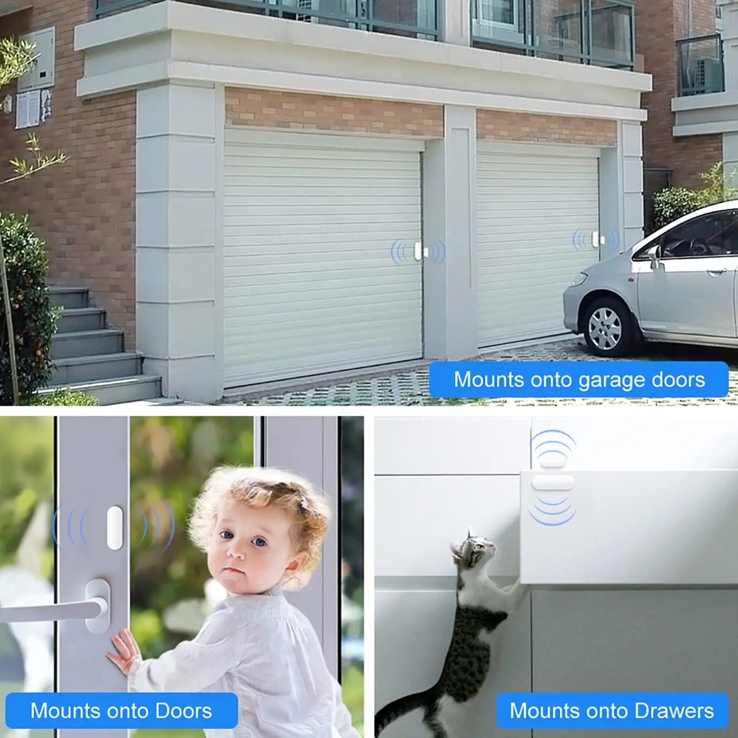 PGST WiFi Smart Door Window Sensor Works with TUYA Smart Life Home Security Alarm System Wireless Magnetic Detector APP Control Burglar Anti-theft Alert Real-time Notification Low Battery Reminder Smart Home Automation Securi