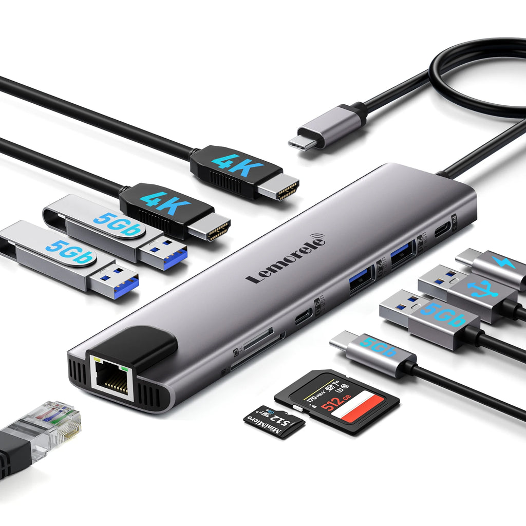 Lemorele Hub USB-C 7 en 1 HDMI 4K 100W