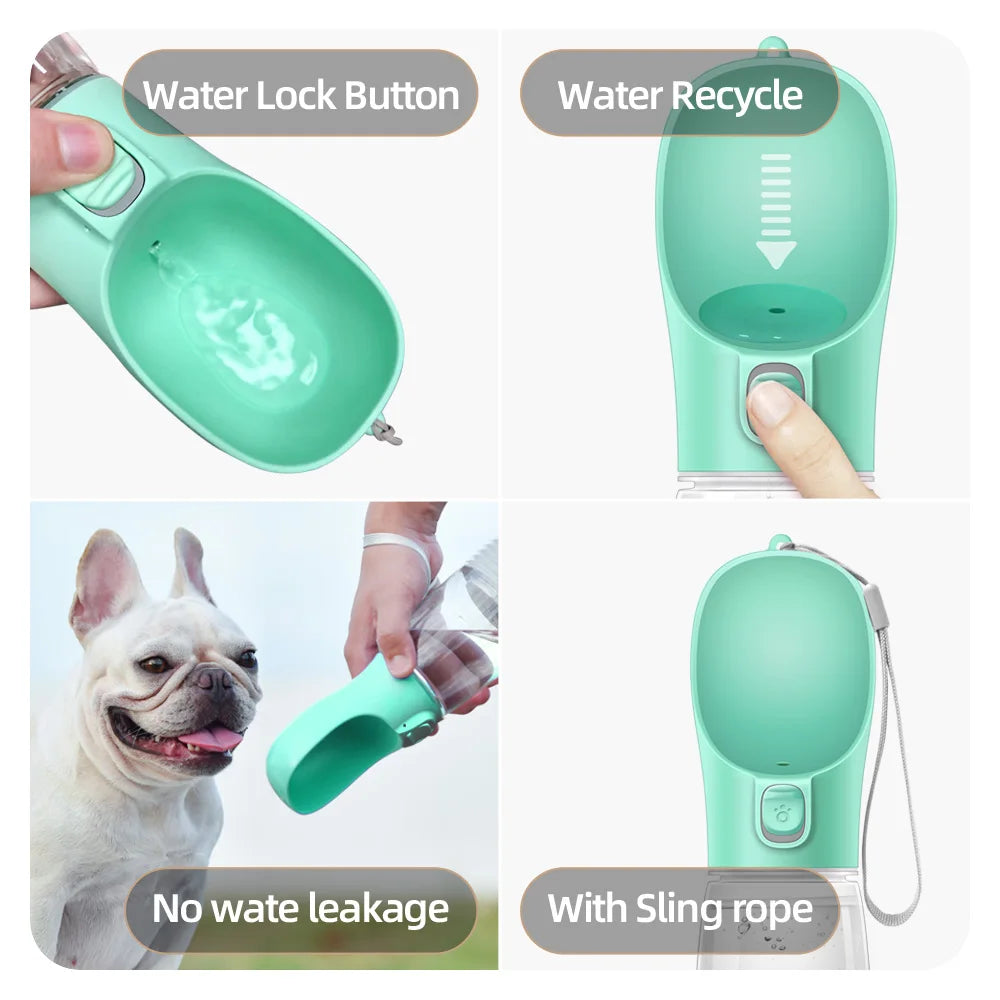 Botella de Agua Portátil para Perros – Bebedero de paseo antigoteo con un solo botón (300/350/550 ml)