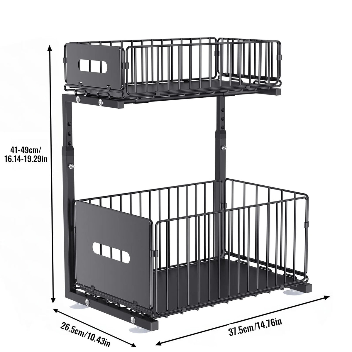 2 Tier Kitchen Under Bathroom Sink Organizers Pull-Out Cabinet Shelf Organizer Storage Rack Sliding Cabinet Basket