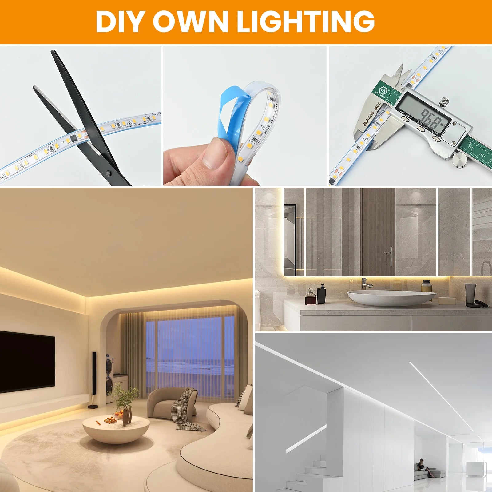 220V LED Strip Lights,120leds/m Led Ribbon Adhesive,Flexible Outdoor Lamp Waterproof LED Tape,Kitchen,Home Room Indoor Lighting