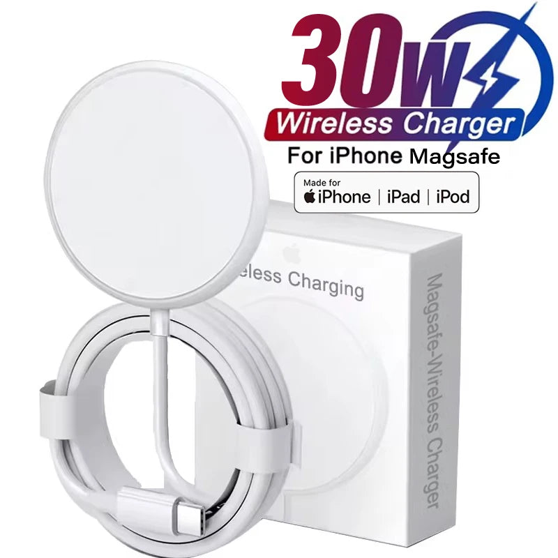 Cargador MagSafe Inalámbrico 30W para iPhone — Carga Rápida Magnética
