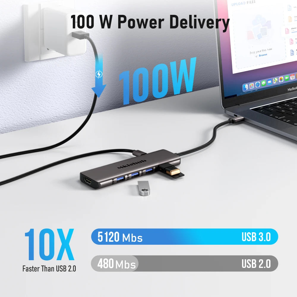 Lemorele Hub USB-C 7 en 1 HDMI 4K 100W