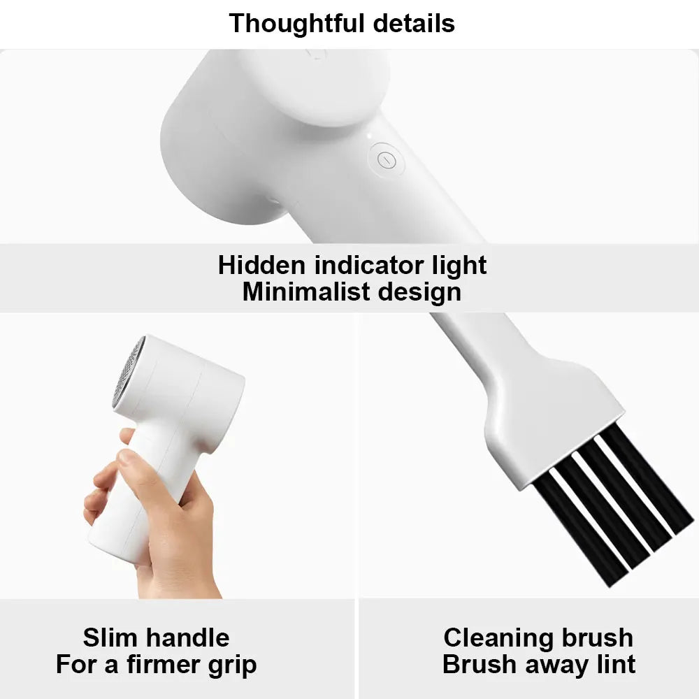 New Xiaomi Mijia Lint Remover 2, 6-leaf Steel Blade Portable Trimmer, 180min Long Battery Life,  Rechargeable Fluff Pellet Removers with Transparent Lint Collector, Powerful Motor