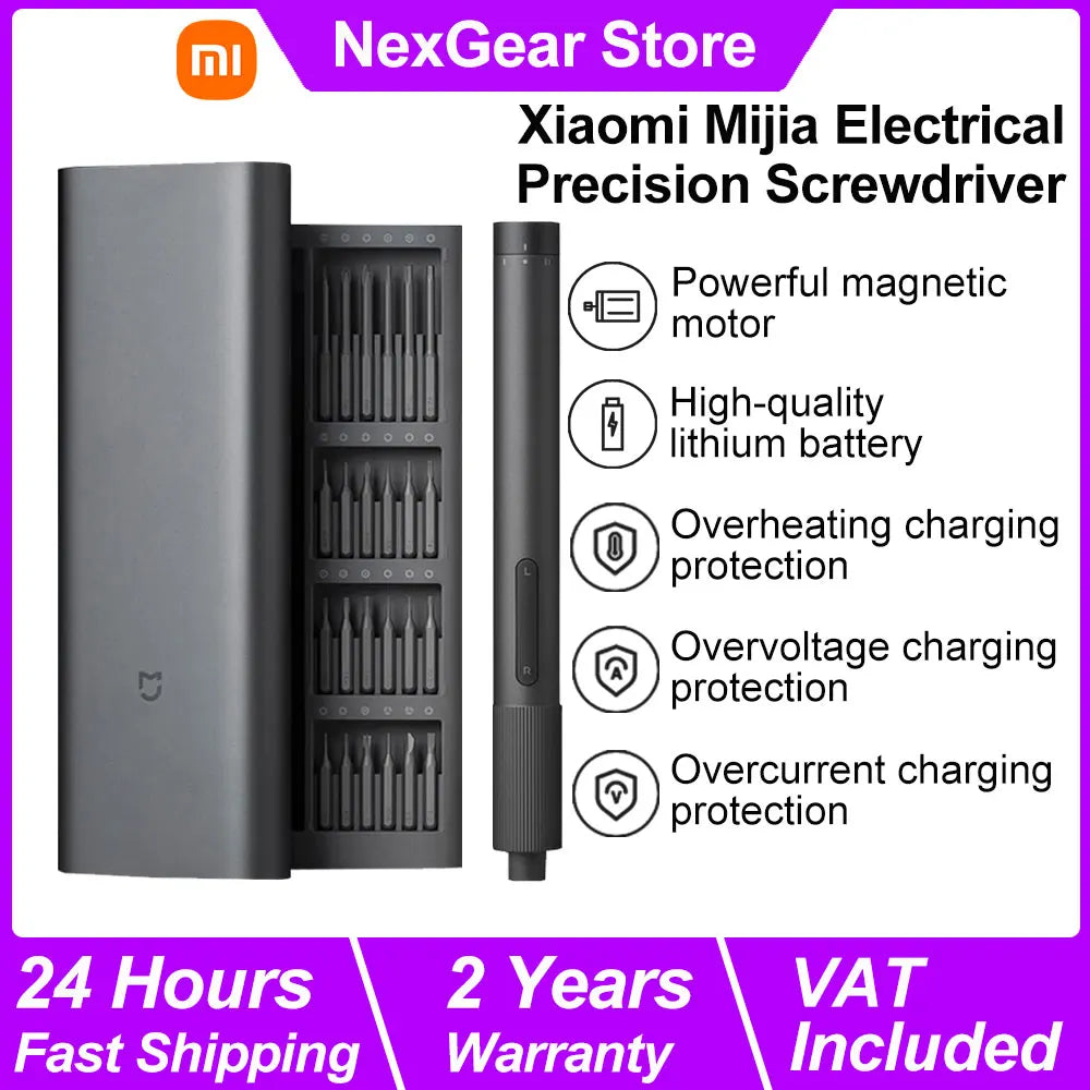 Xiaomi Mijia Electrical Precision Screwdriver, Magnetic Screw Driver Kit,Two-speed torque, Type-C charge, S2 Steel Precision Bit
