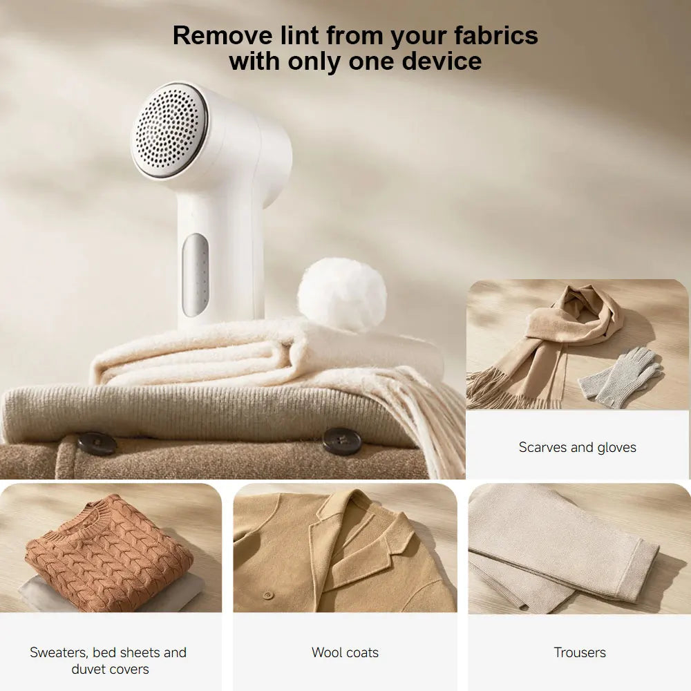 New Xiaomi Mijia Lint Remover 2, 6-leaf Steel Blade Portable Trimmer, 180min Long Battery Life,  Rechargeable Fluff Pellet Removers with Transparent Lint Collector, Powerful Motor