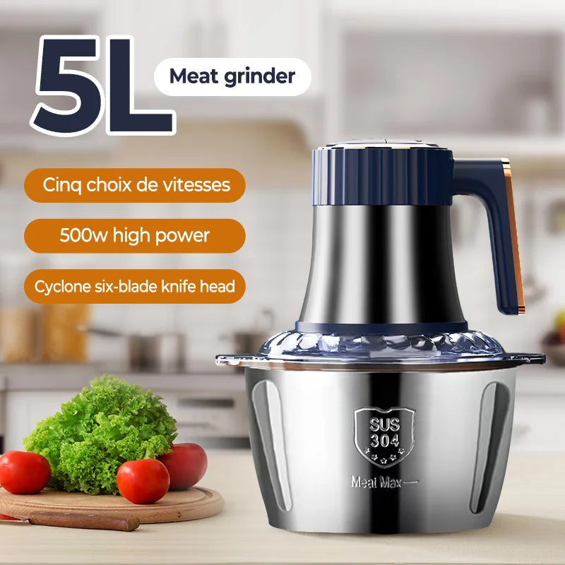 Picadora Eléctrica 5L con 6 Cuchillas
