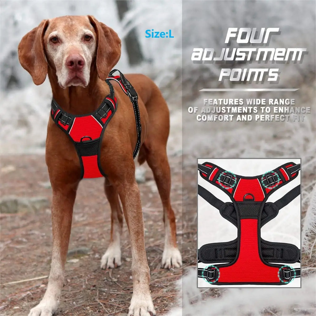 No-Pull Dog Harness – Reflective, with control handle and front clip (sizes S to XL)