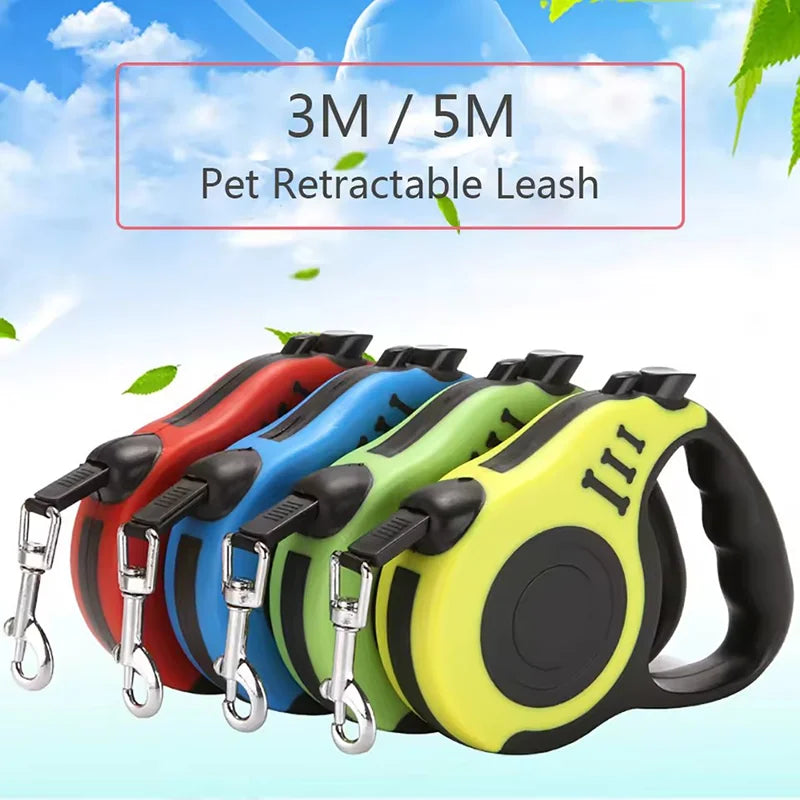 Correa Extensible para Perros – 3 a 5 m con freno de un solo botón y mango antideslizante
